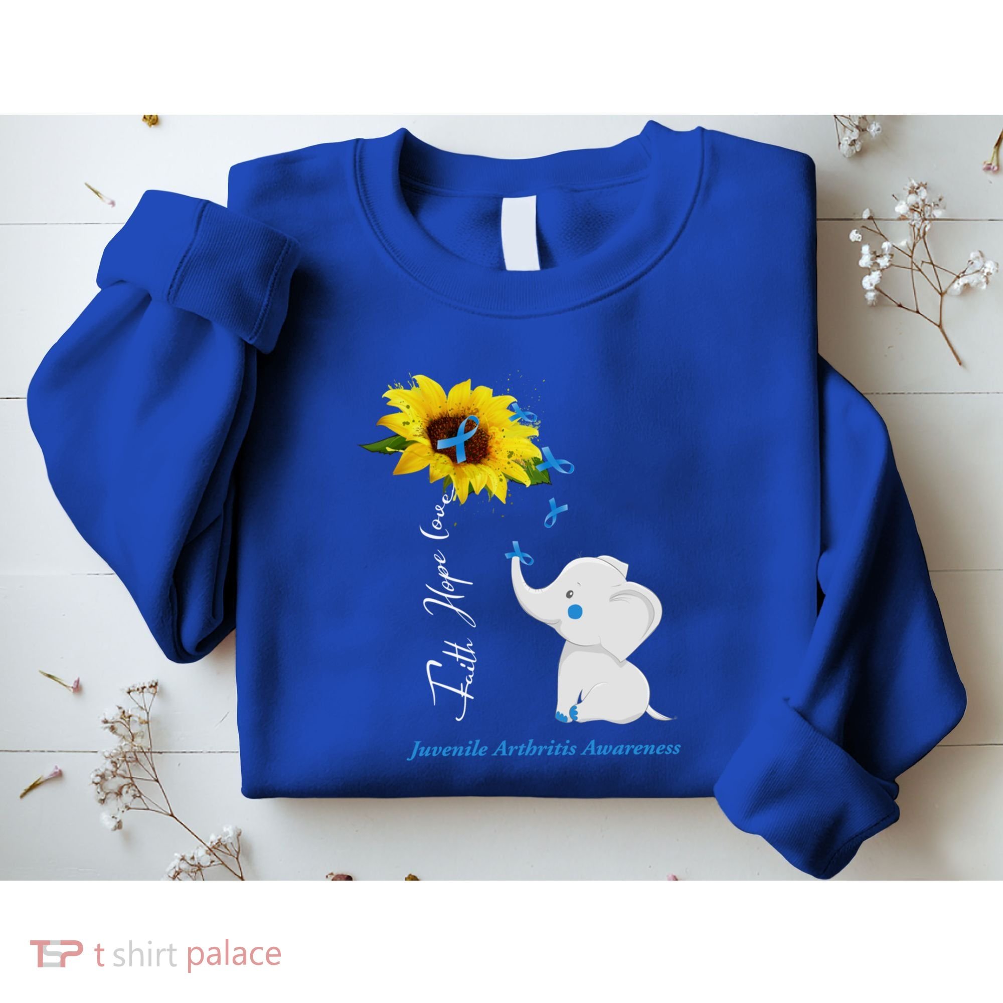 Faith Hope Love Juvenile Arthritis Awareness Elephant Ribbon Gift Sweatshirt