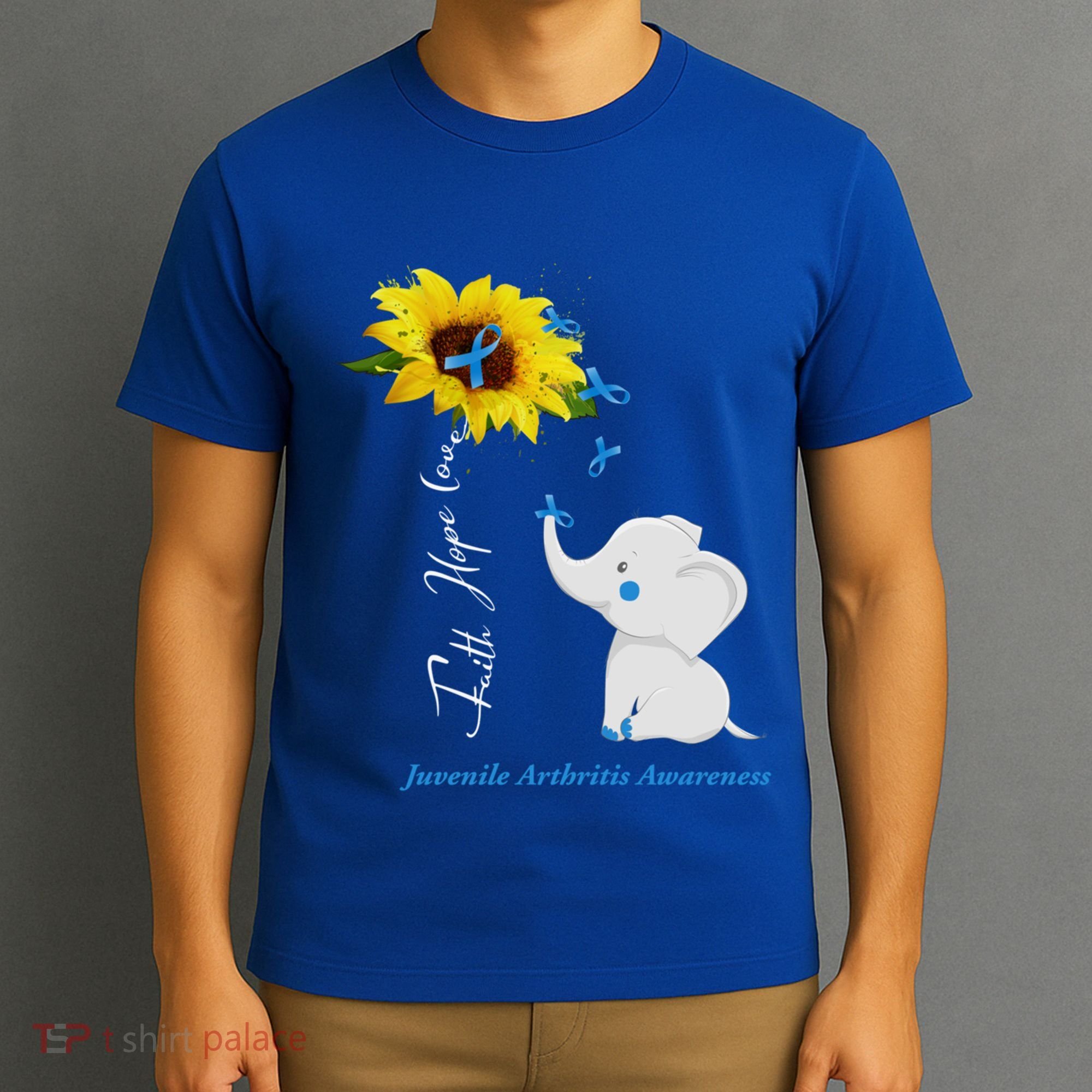 Faith Hope Love Juvenile Arthritis Awareness Elephant Ribbon Gift T-Shirt