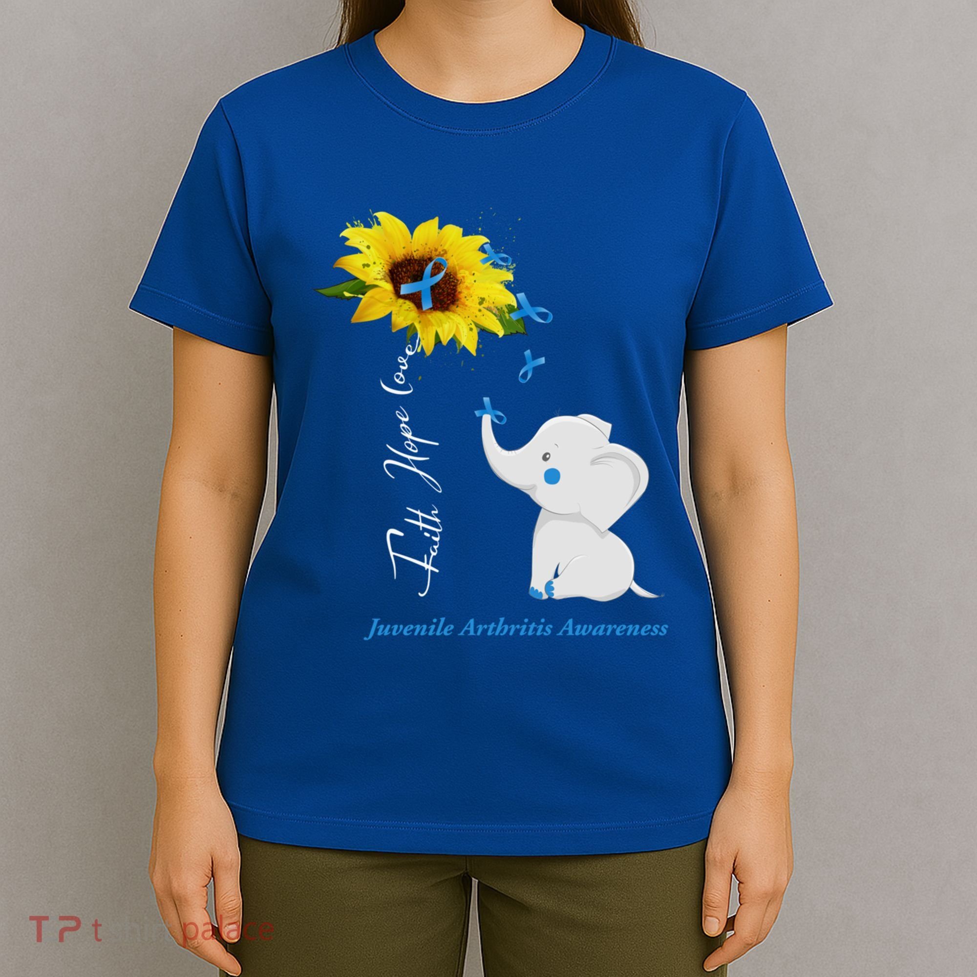 Faith Hope Love Juvenile Arthritis Awareness Elephant Ribbon Gift T-Shirt
