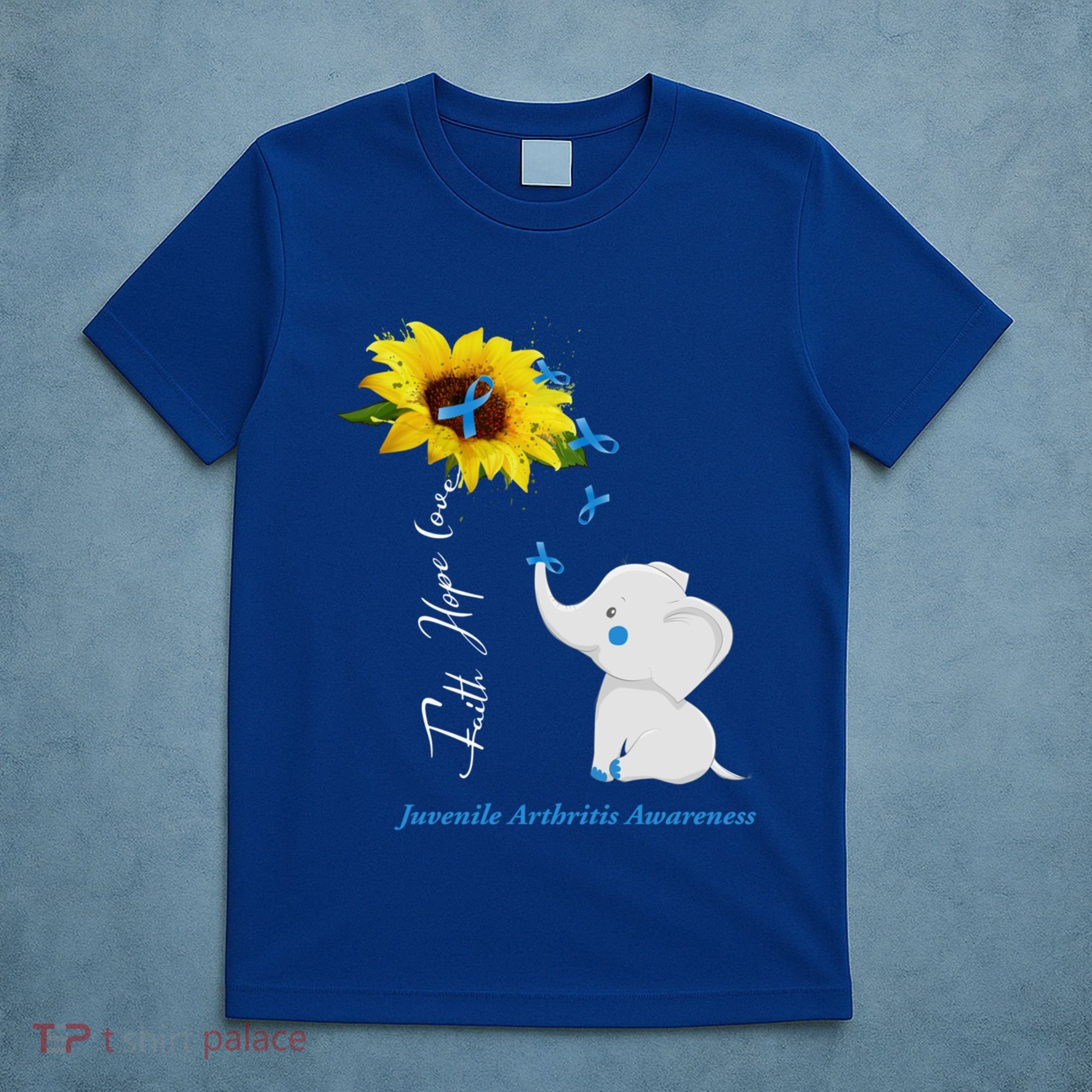 Faith Hope Love Juvenile Arthritis Awareness Elephant Ribbon Gift T-Shirt