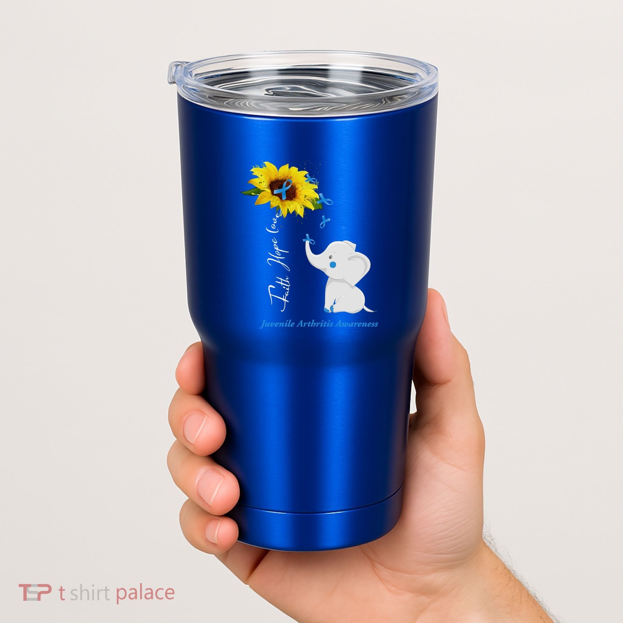 Faith Hope Love Juvenile Arthritis Awareness Elephant Ribbon Gift Tumbler