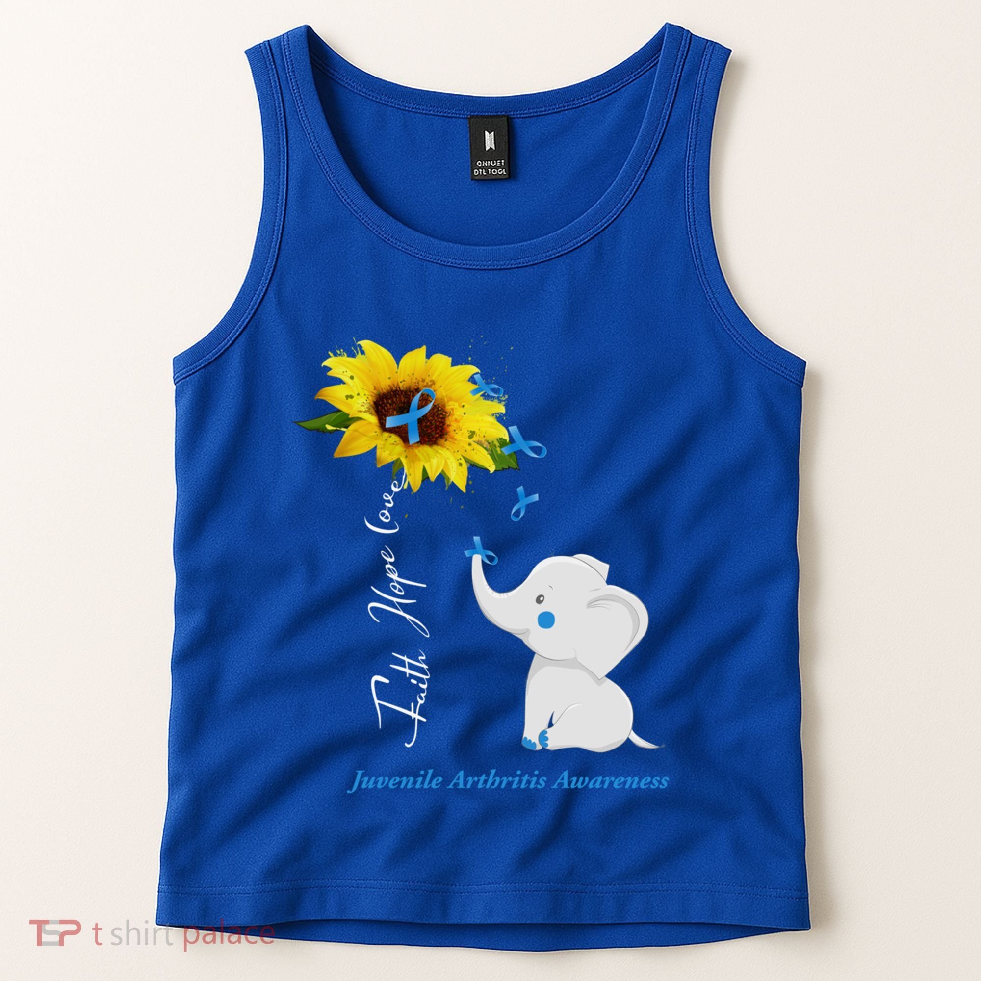 Faith Hope Love Juvenile Arthritis Awareness Elephant Ribbon Gift Tank Top