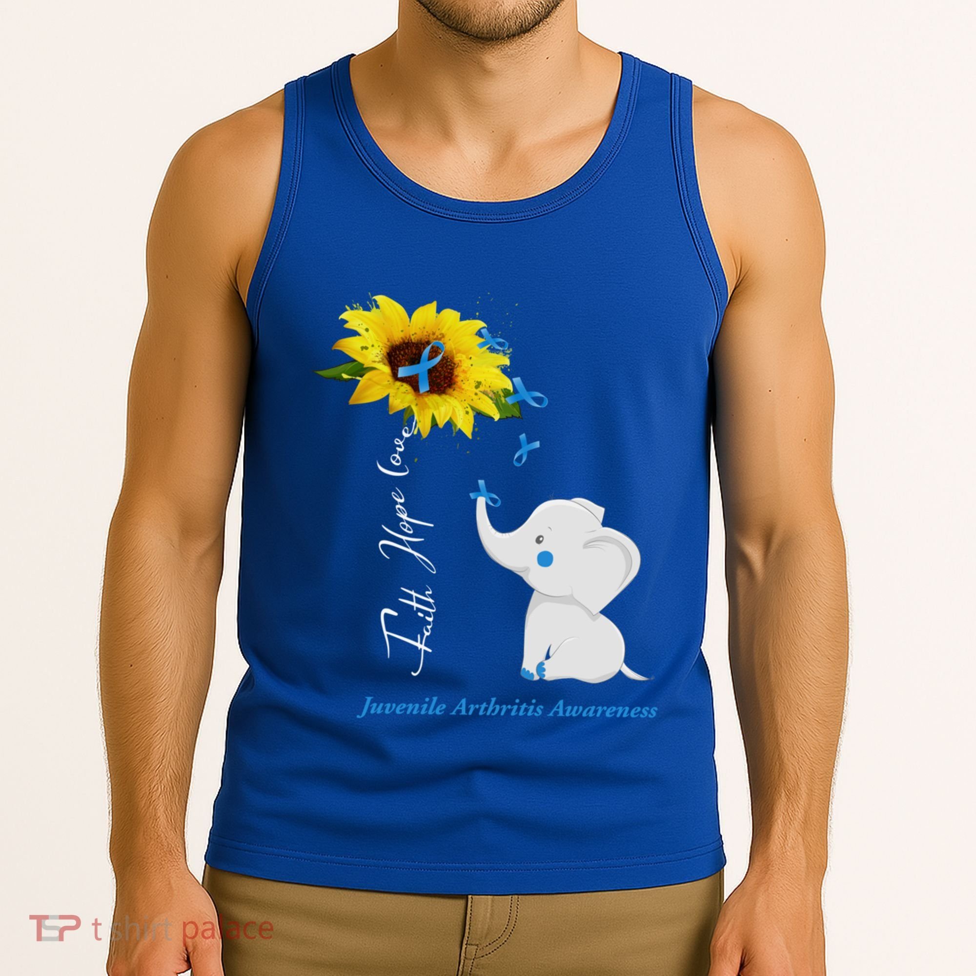 Faith Hope Love Juvenile Arthritis Awareness Elephant Ribbon Gift Tank Top