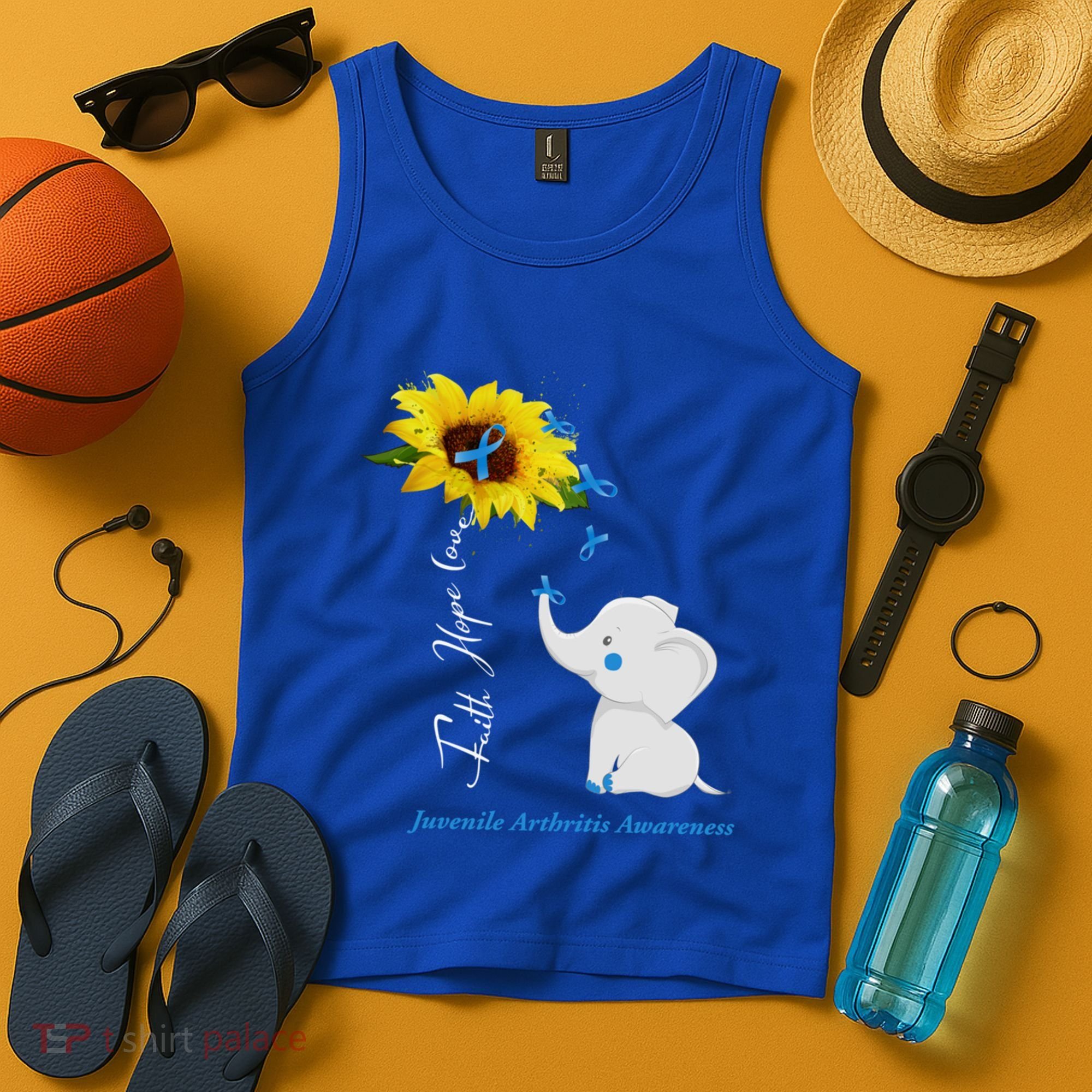 Faith Hope Love Juvenile Arthritis Awareness Elephant Ribbon Gift Tank Top