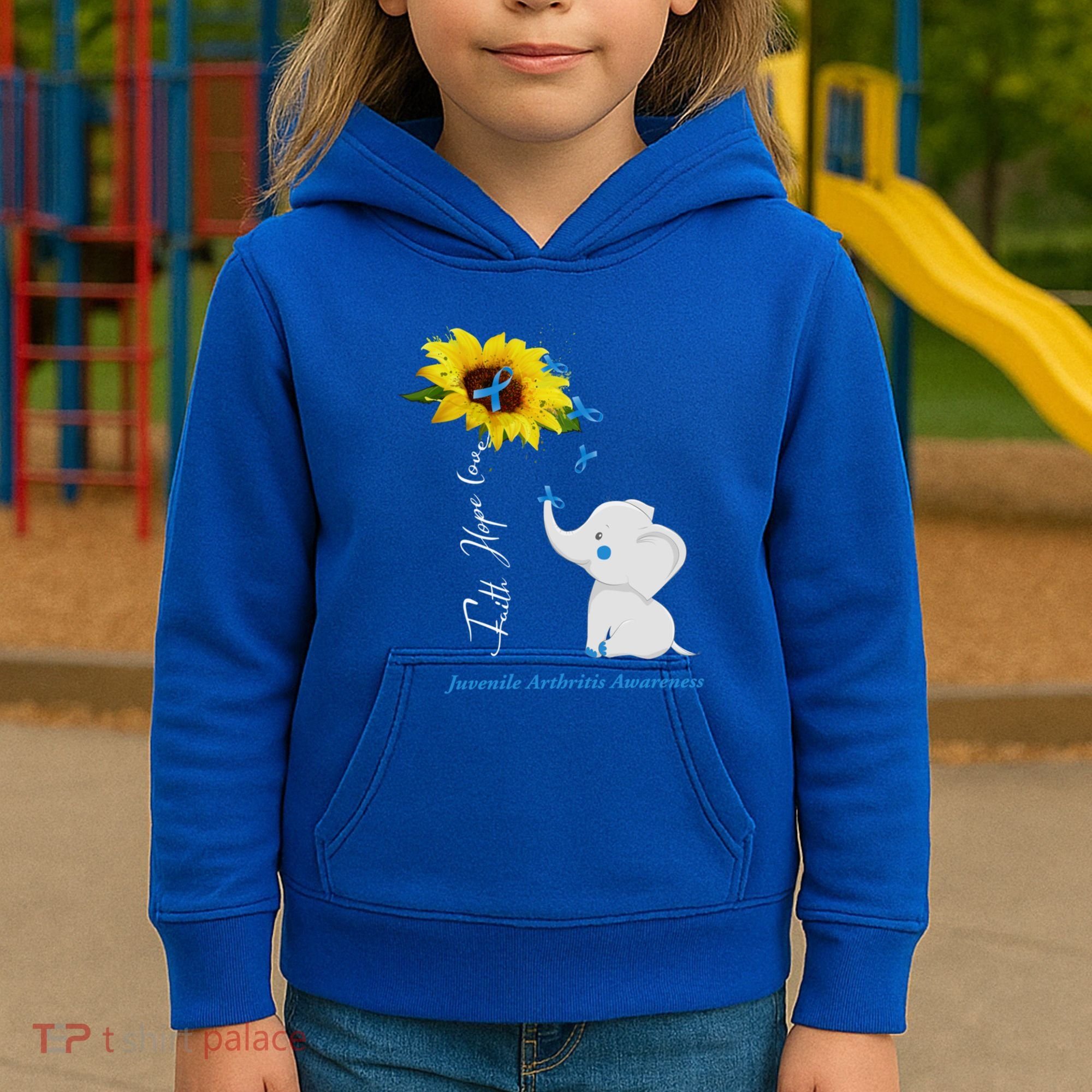 Faith Hope Love Juvenile Arthritis Awareness Elephant Ribbon Gift Kids Hoodie