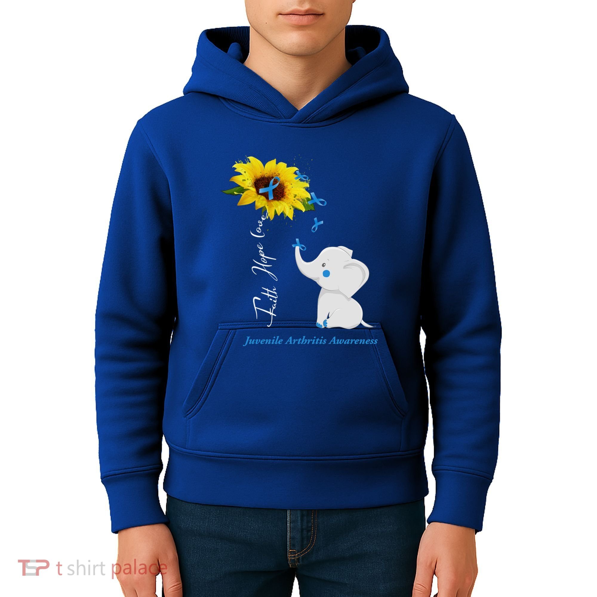 Faith Hope Love Juvenile Arthritis Awareness Elephant Ribbon Gift Kids Hoodie