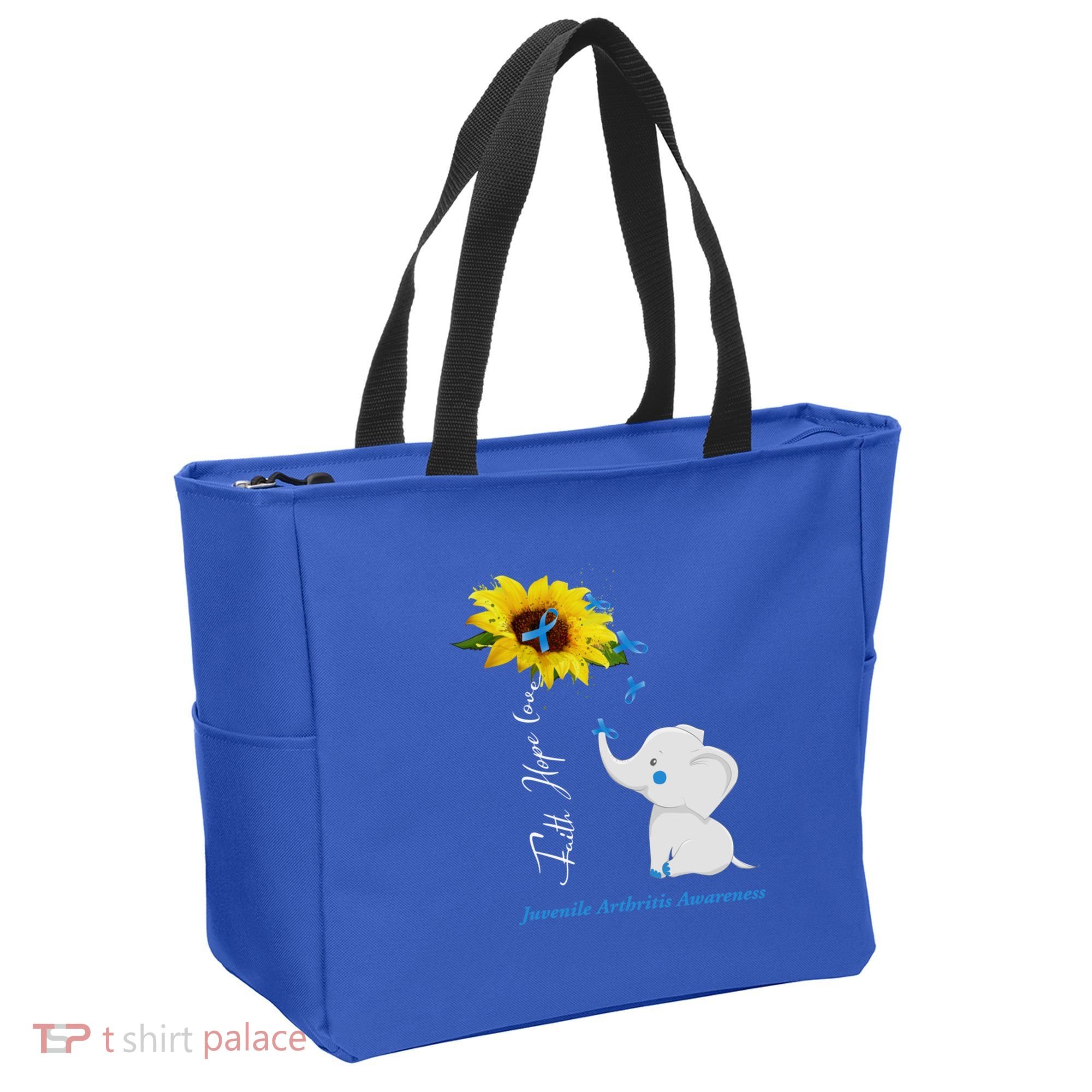 Faith Hope Love Juvenile Arthritis Awareness Elephant Ribbon Gift Tote Bag