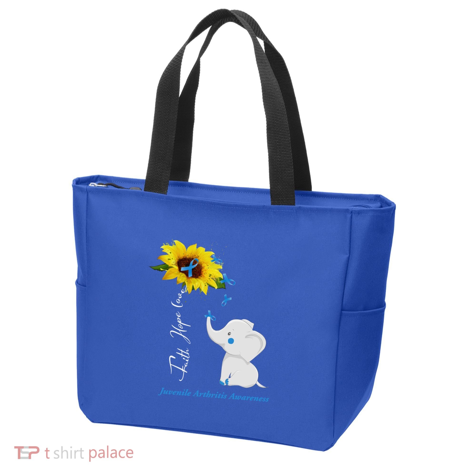 Faith Hope Love Juvenile Arthritis Awareness Elephant Ribbon Gift Tote Bag