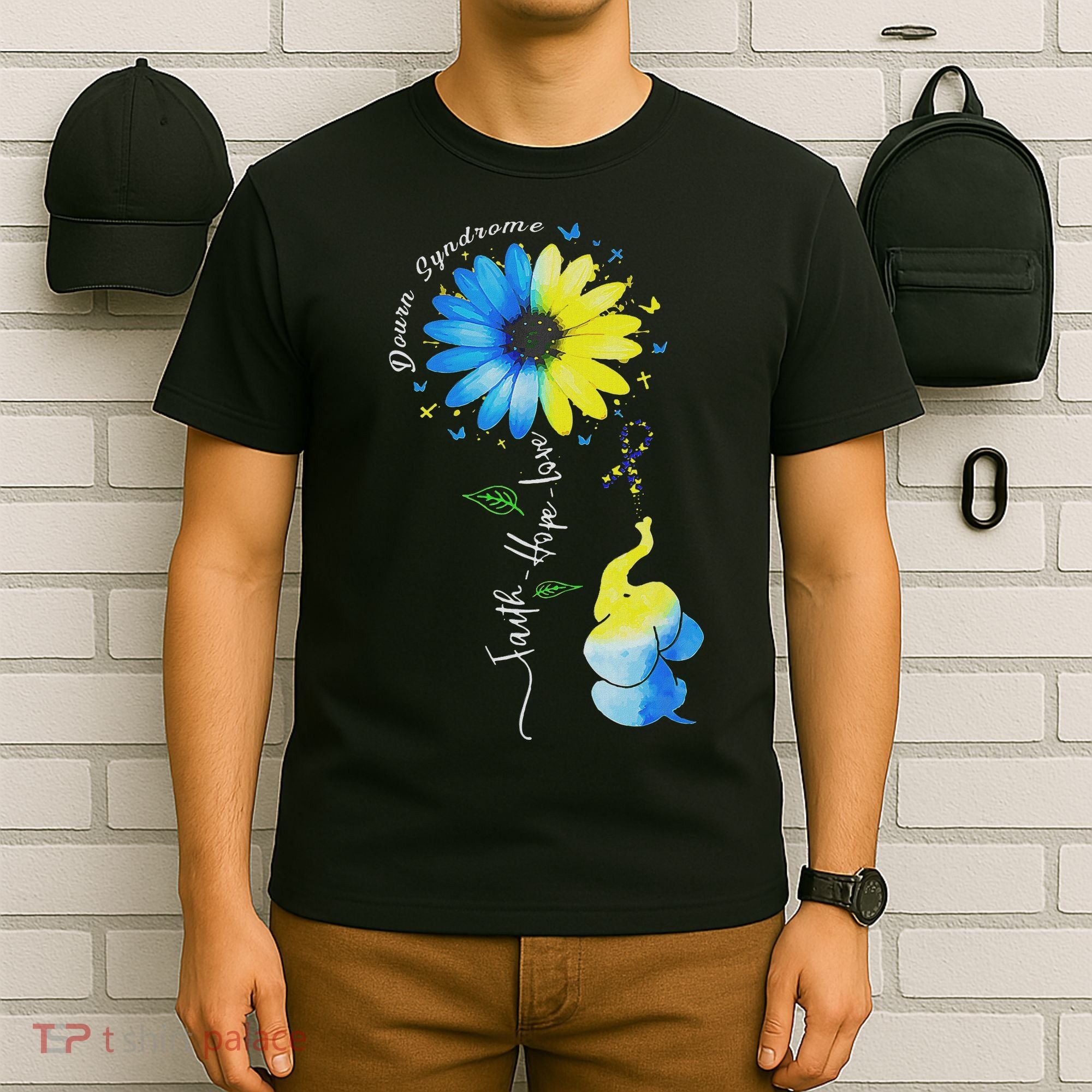 Faith Hope Love Awareness Down Syndrome, The Blue Elephant T-Shirt