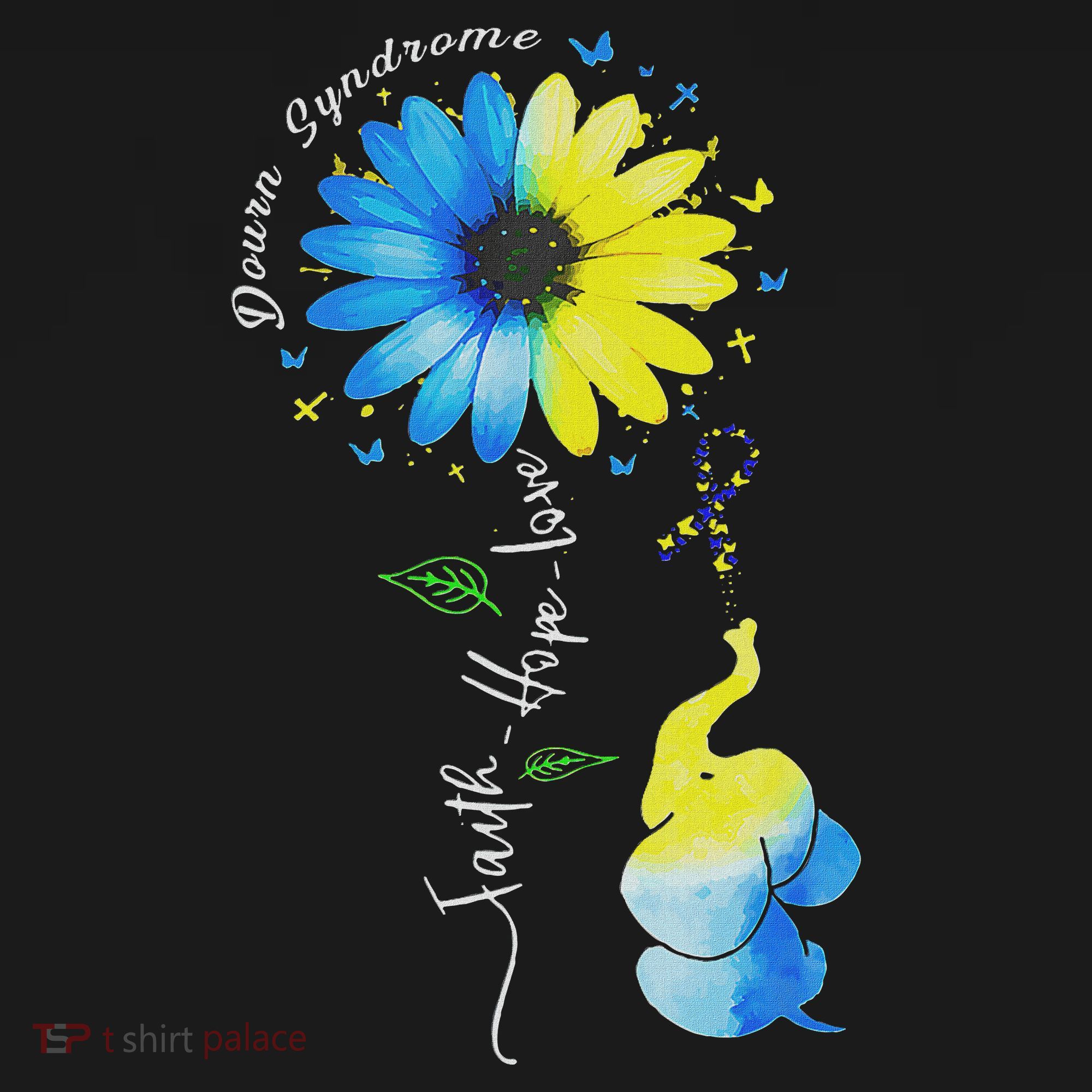 Faith Hope Love Awareness Down Syndrome, The Blue Elephant Women's Hoodie