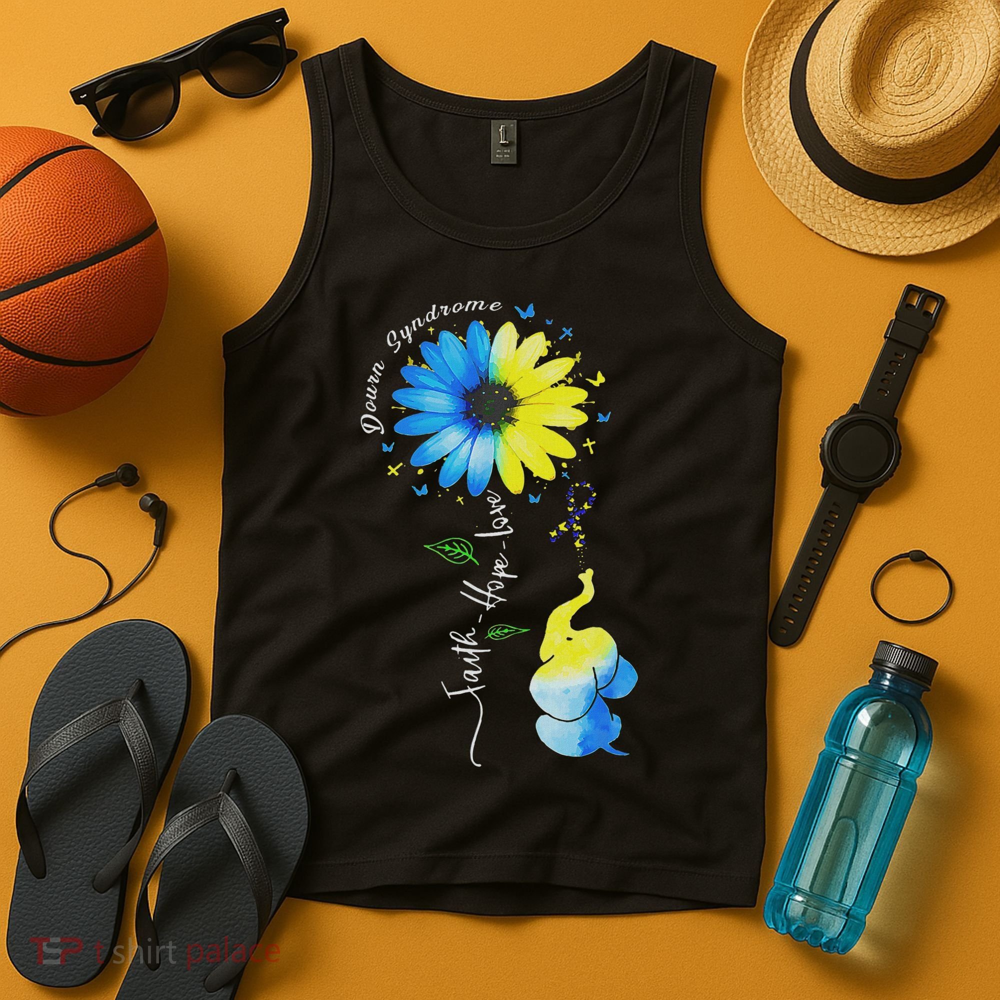 Faith Hope Love Awareness Down Syndrome, The Blue Elephant Tank Top