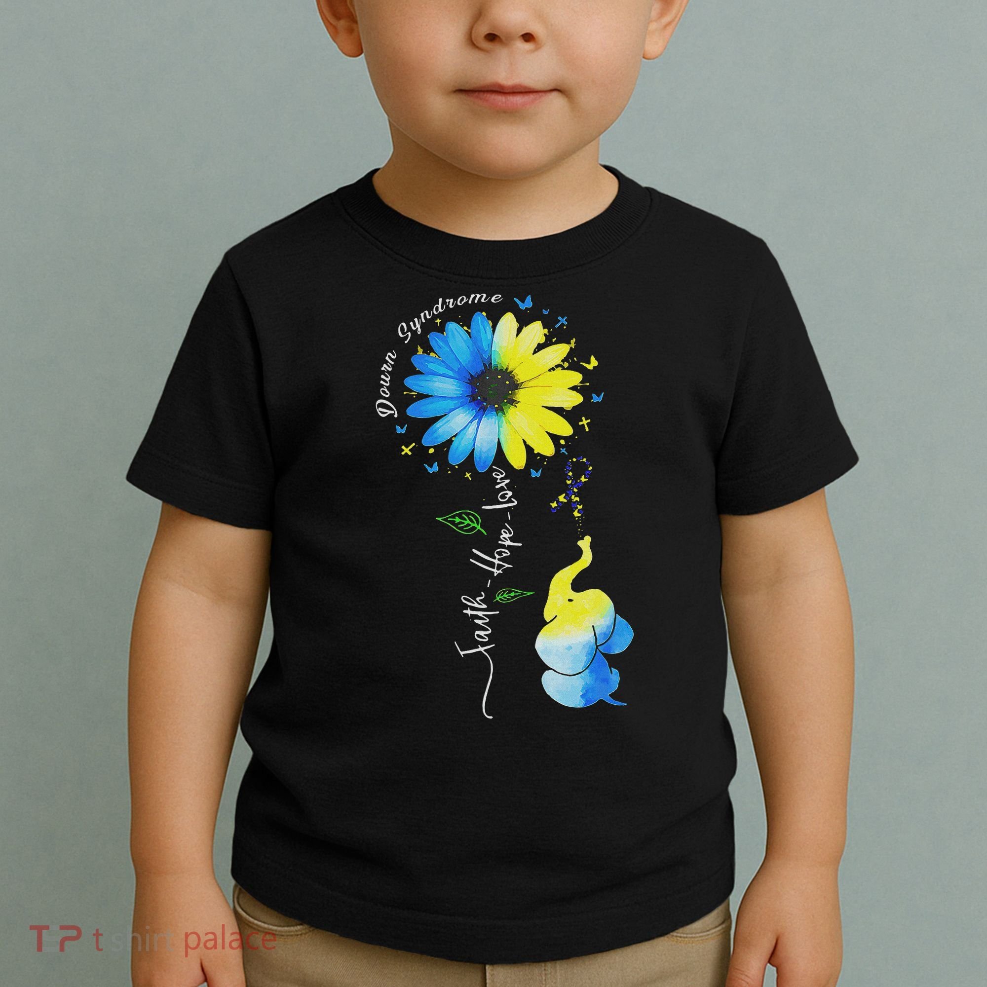Faith Hope Love Awareness Down Syndrome, The Blue Elephant Toddler T-Shirt