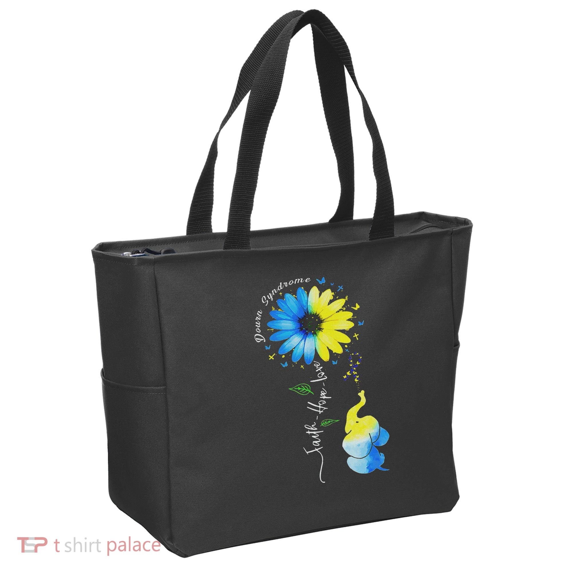 Faith Hope Love Awareness Down Syndrome, The Blue Elephant Tote Bag