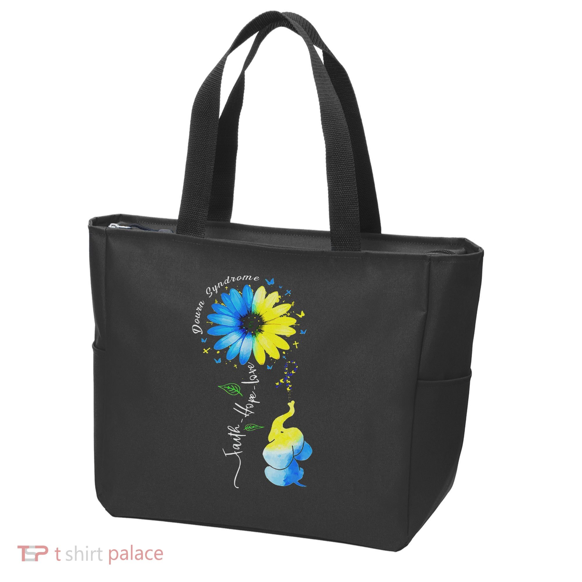 Faith Hope Love Awareness Down Syndrome, The Blue Elephant Tote Bag