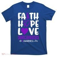 Faith Hope Love Sarcoidosis Awareness Ribbon Heart Purple Gift T-Shirt thumb 0