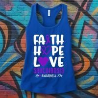 Faith Hope Love Sarcoidosis Awareness Ribbon Heart Purple Gift Women's Tank Top thumb 3