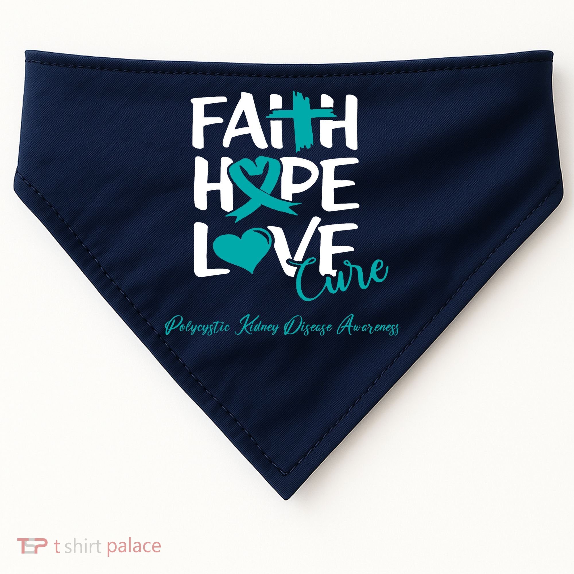 Faith Hope Love Polycystic Kidney Disease Awareness USA-Made Doggie Bandana