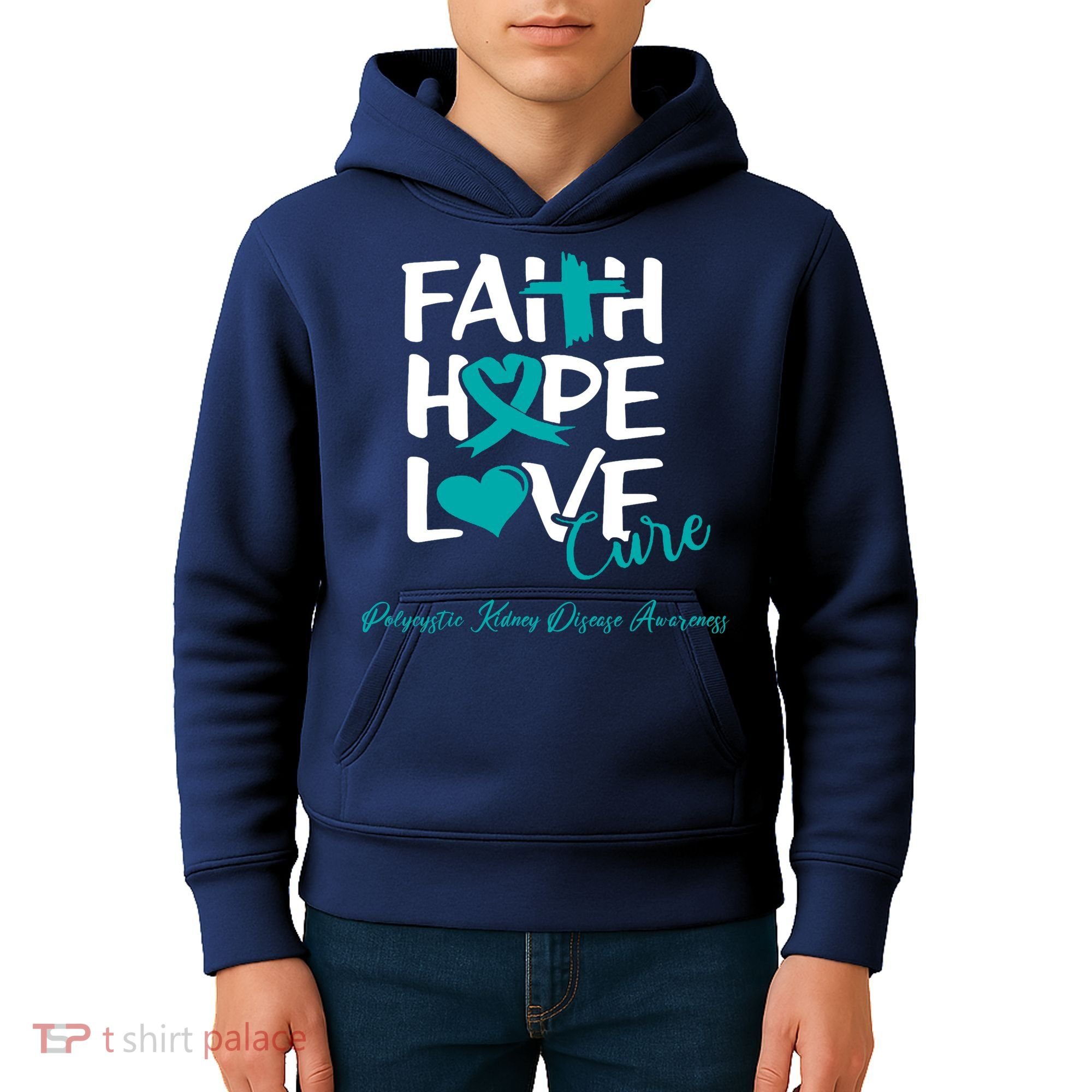Faith Hope Love Polycystic Kidney Disease Awareness Kids Hoodie