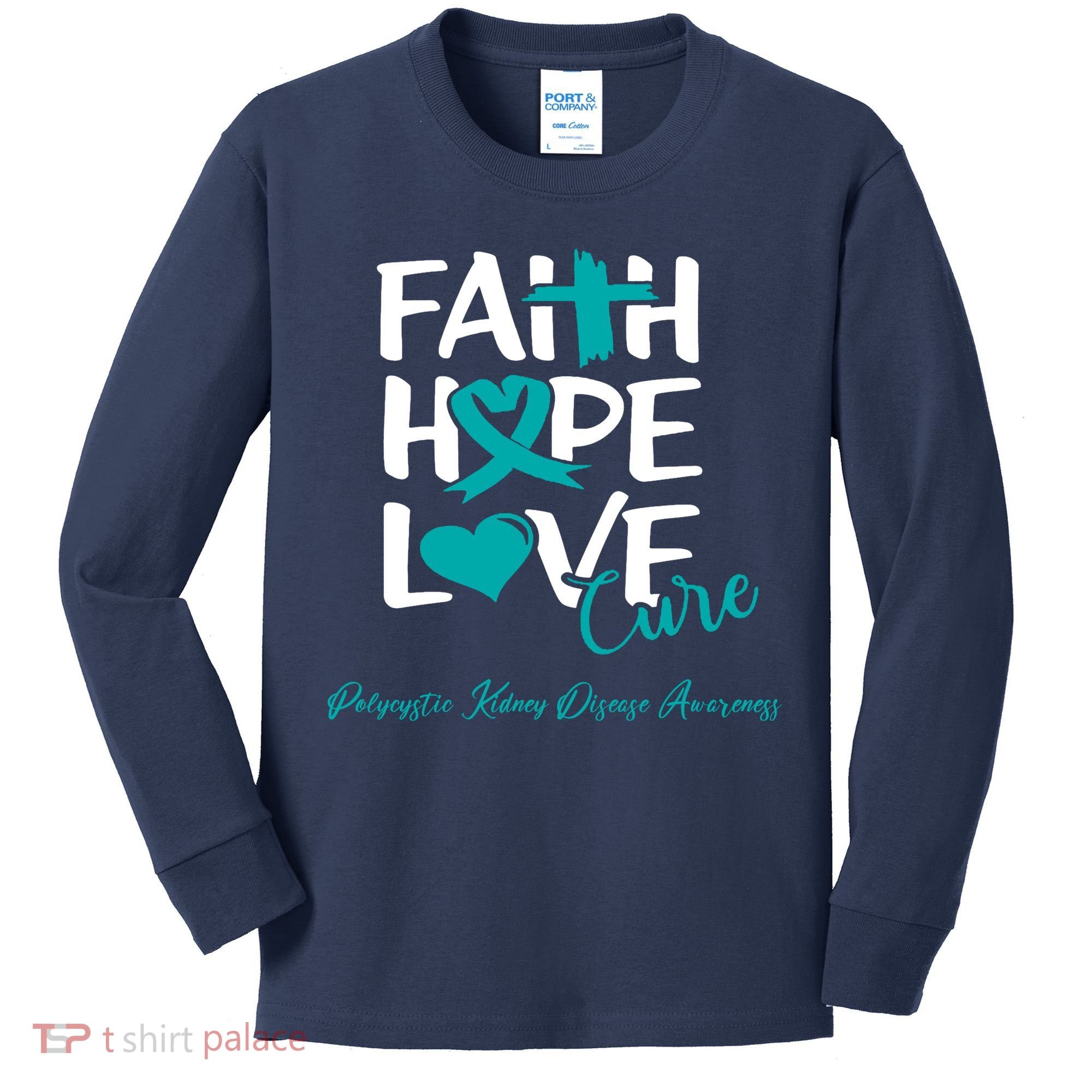 Faith Hope Love Polycystic Kidney Disease Awareness Kids Long Sleeve Shirt