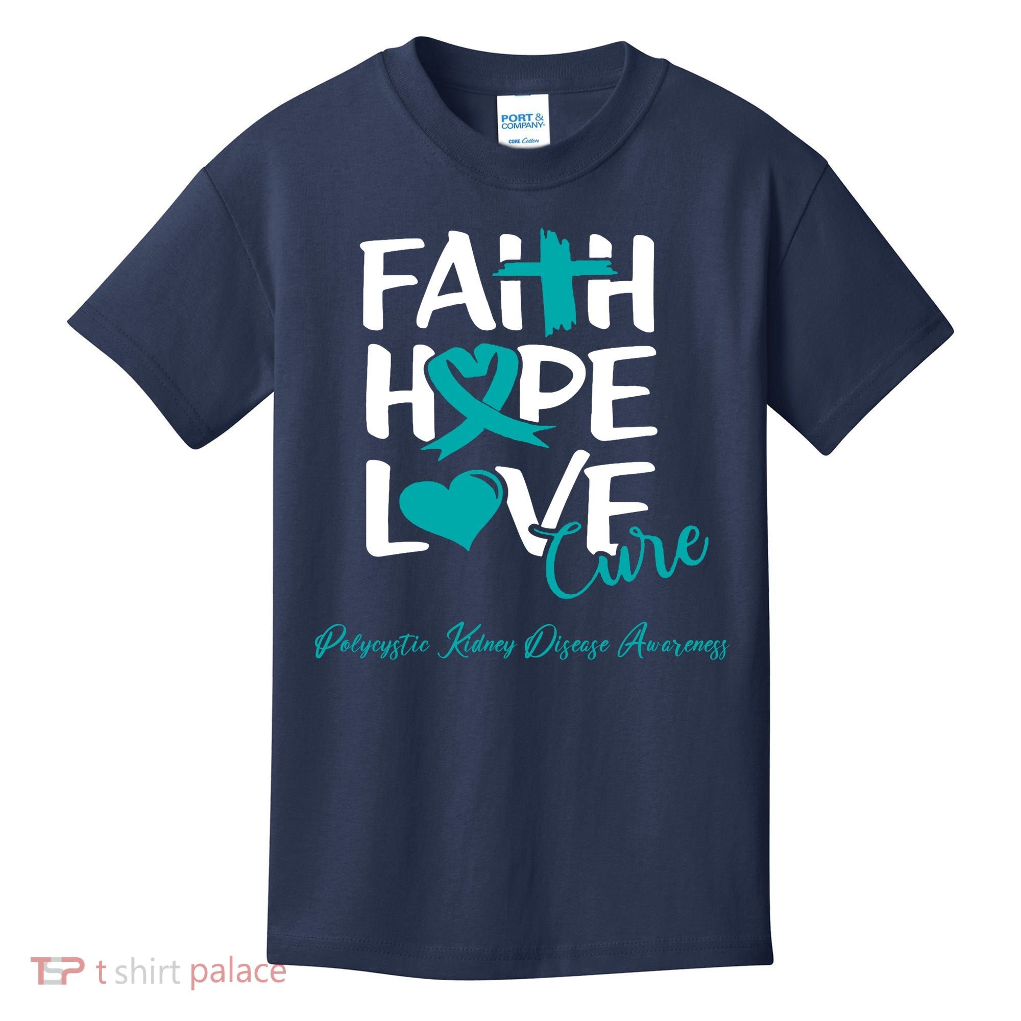 Faith Hope Love Polycystic Kidney Disease Awareness Kids T-Shirt