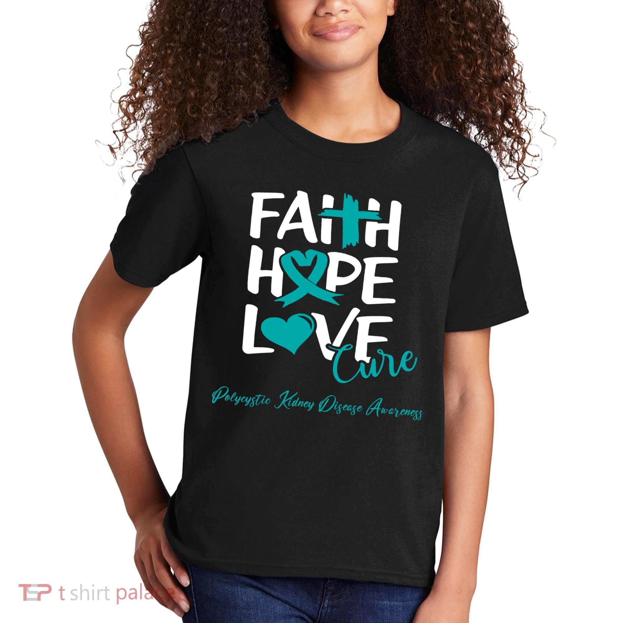 Faith Hope Love Polycystic Kidney Disease Awareness Kids T-Shirt