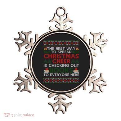 Funny Holiday Librarian Christmas Cheer Ugly Sweater Ornament