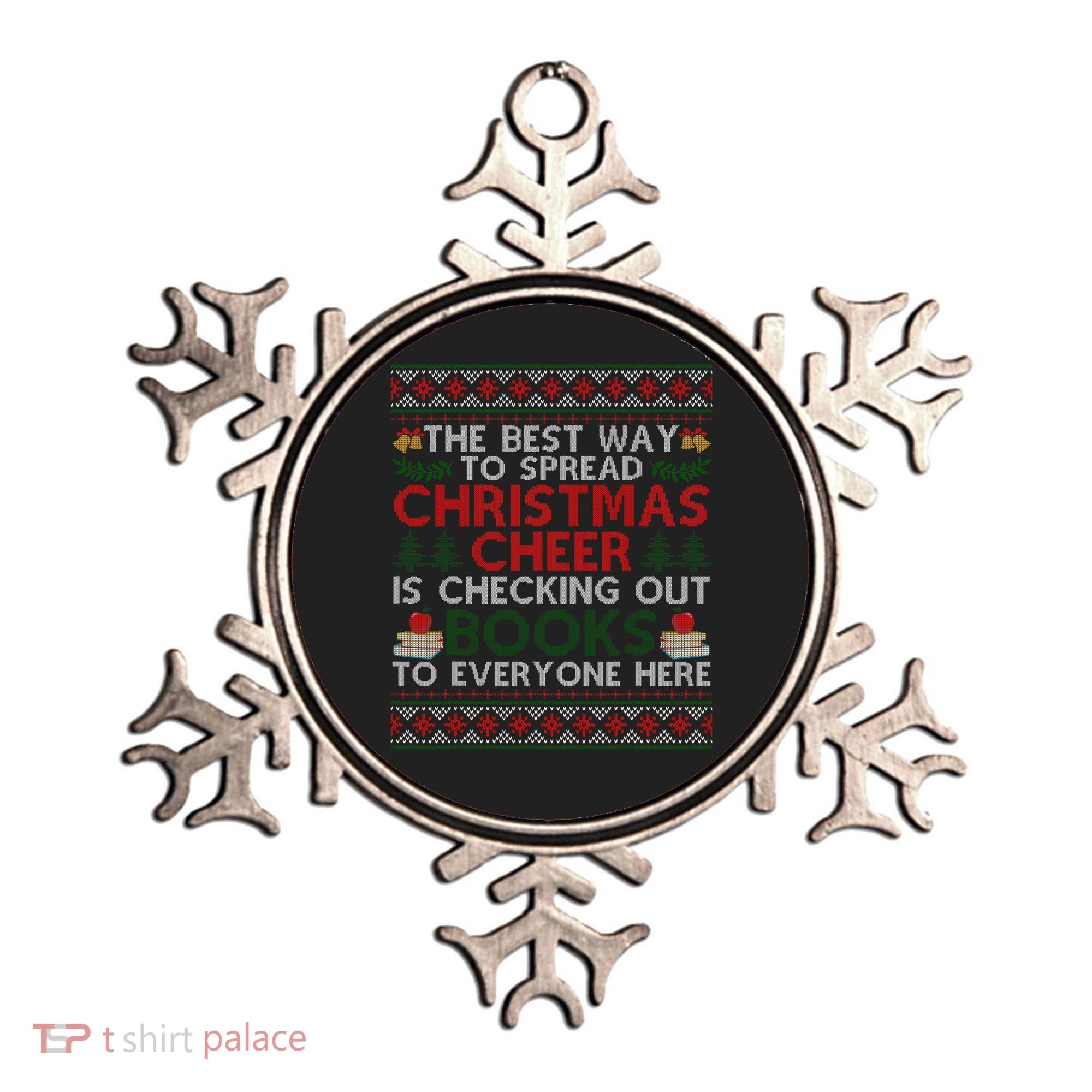 Funny Holiday Librarian Christmas Cheer Ugly Sweater Ornament