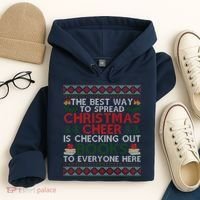 Funny Holiday Librarian Christmas Cheer Ugly Sweater Hoodie thumb 4