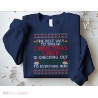 Funny Holiday Librarian Christmas Cheer Ugly Sweater Sweatshirt thumb 2