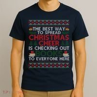 Funny Holiday Librarian Christmas Cheer Ugly Sweater T-Shirt thumb 3