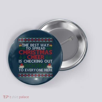 Funny Holiday Librarian Christmas Cheer Ugly Sweater Button