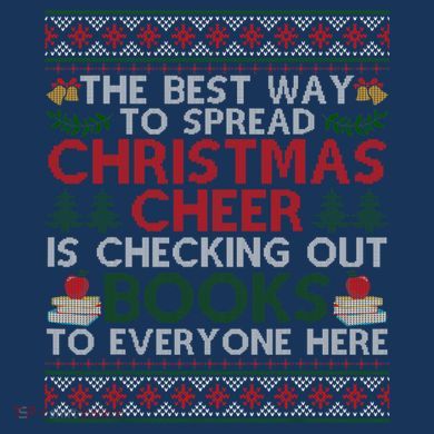 Funny Holiday Librarian Christmas Cheer Ugly Sweater Button