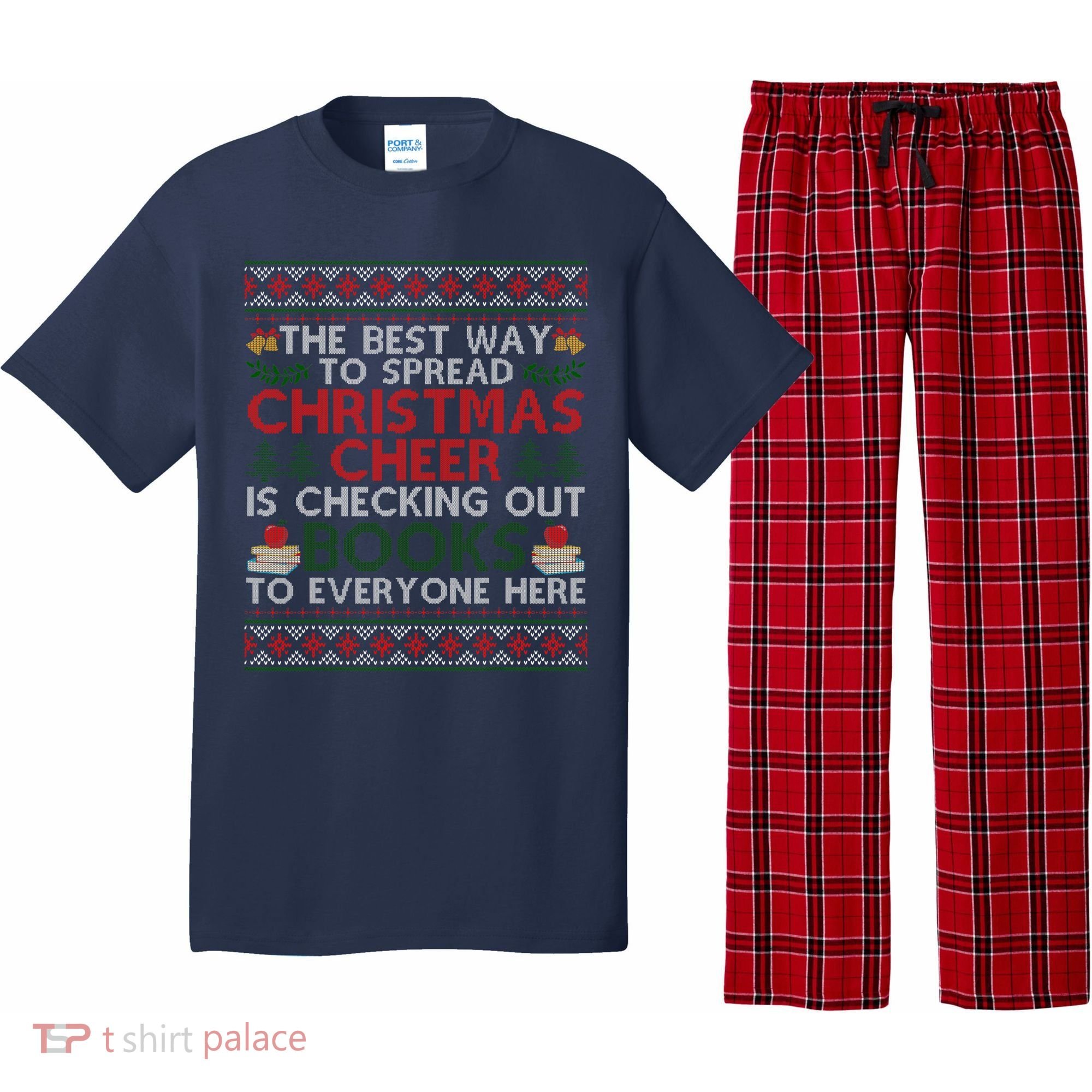 Funny Holiday Librarian Christmas Cheer Ugly Sweater Pajama Set