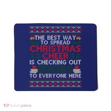 Funny Holiday Librarian Christmas Cheer Ugly Sweater Mousepad