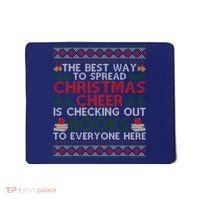 Funny Holiday Librarian Christmas Cheer Ugly Sweater Mousepad thumb 0