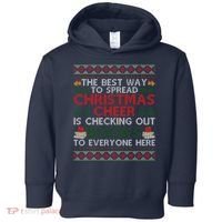 Funny Holiday Librarian Christmas Cheer Ugly Sweater Toddler Hoodie thumb 0