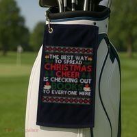 Funny Holiday Librarian Christmas Cheer Ugly Sweater Golf Towel thumb 2