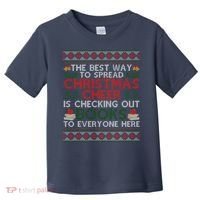 Funny Holiday Librarian Christmas Cheer Ugly Sweater Toddler T-Shirt thumb 0