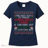 Funny Holiday Librarian Christmas Cheer Ugly Sweater Women's T-Shirt thumb 0
