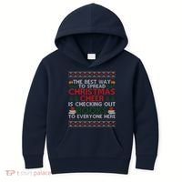 Funny Holiday Librarian Christmas Cheer Ugly Sweater Kids Hoodie thumb 0