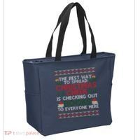 Funny Holiday Librarian Christmas Cheer Ugly Sweater Tote Bag thumb 2
