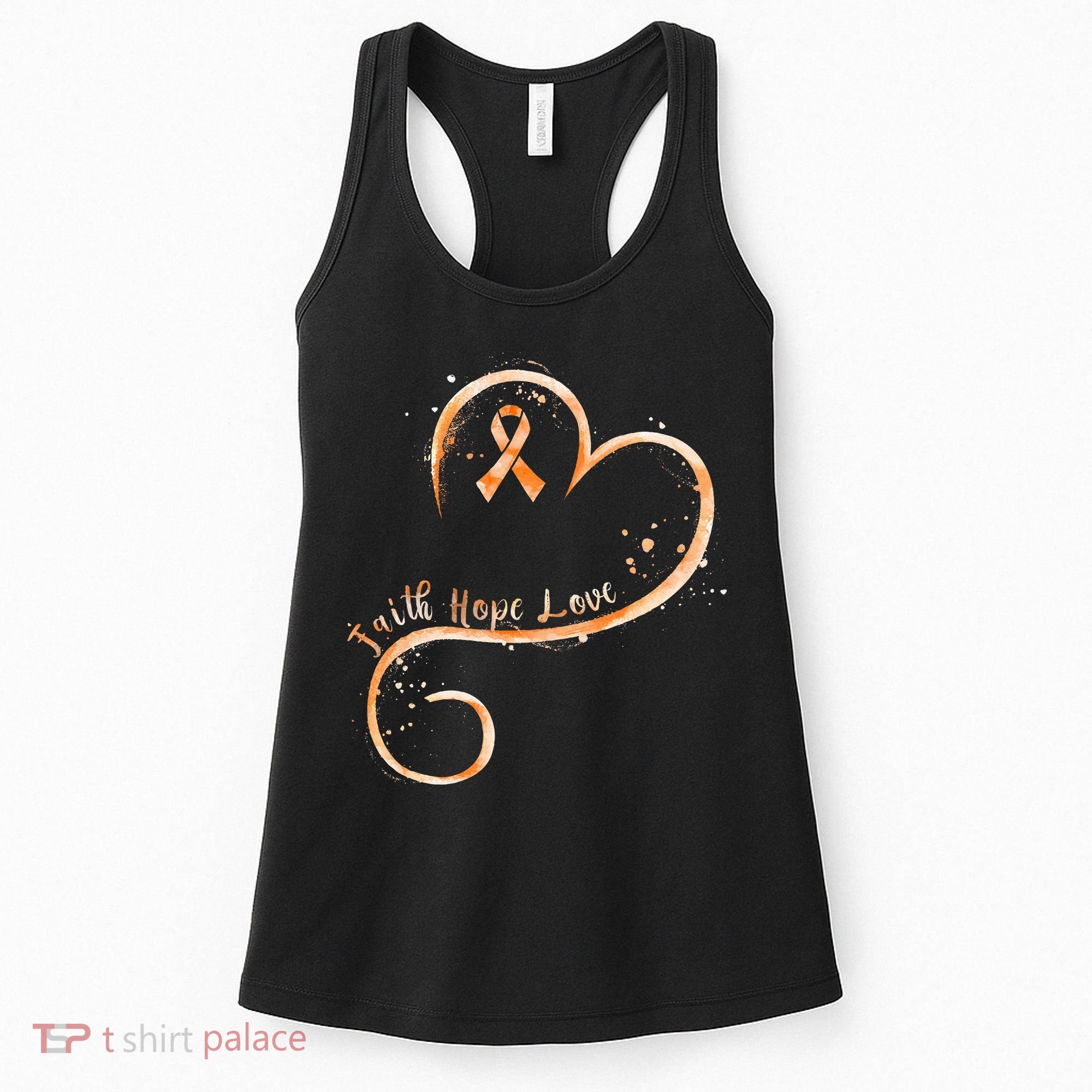 Faith Hope Love Orange Ribbon Leukemia Awareness Women's Tank Top