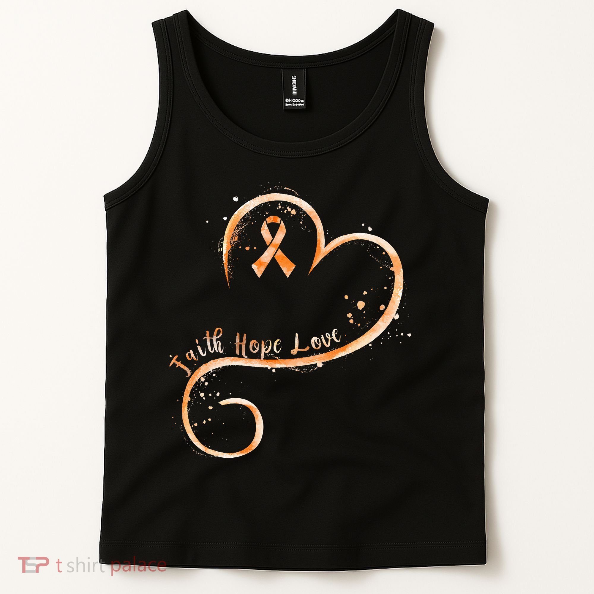 Faith Hope Love Orange Ribbon Leukemia Awareness Tank Top