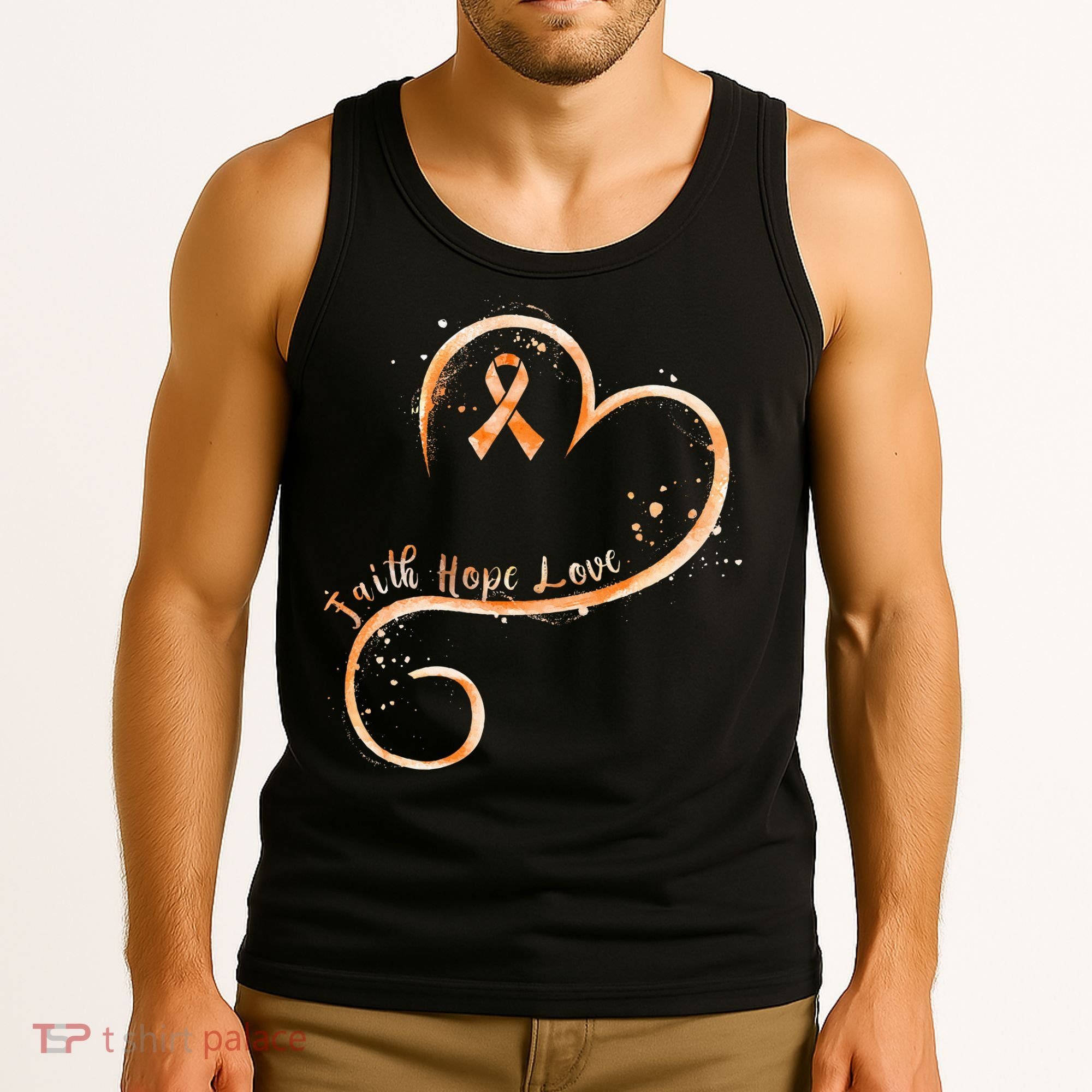 Faith Hope Love Orange Ribbon Leukemia Awareness Tank Top