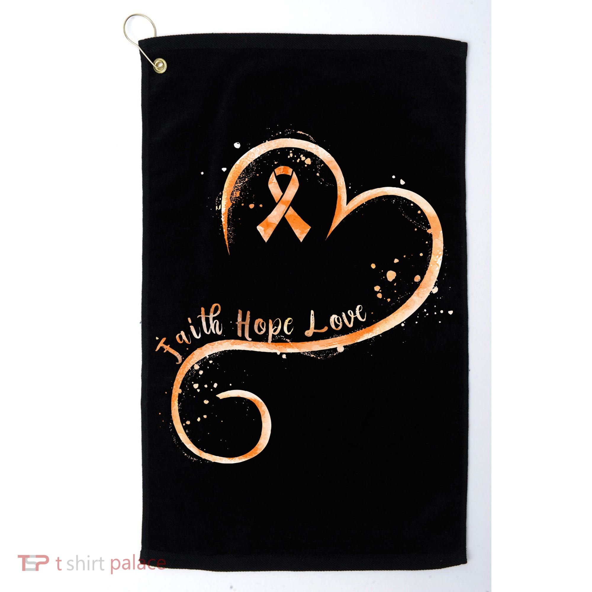 Faith Hope Love Orange Ribbon Leukemia Awareness Golf Towel