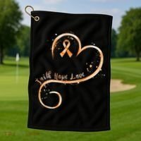 Faith Hope Love Orange Ribbon Leukemia Awareness Golf Towel thumb 1