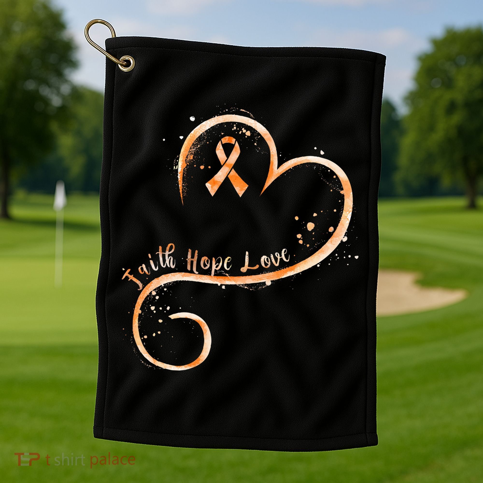 Faith Hope Love Orange Ribbon Leukemia Awareness Golf Towel