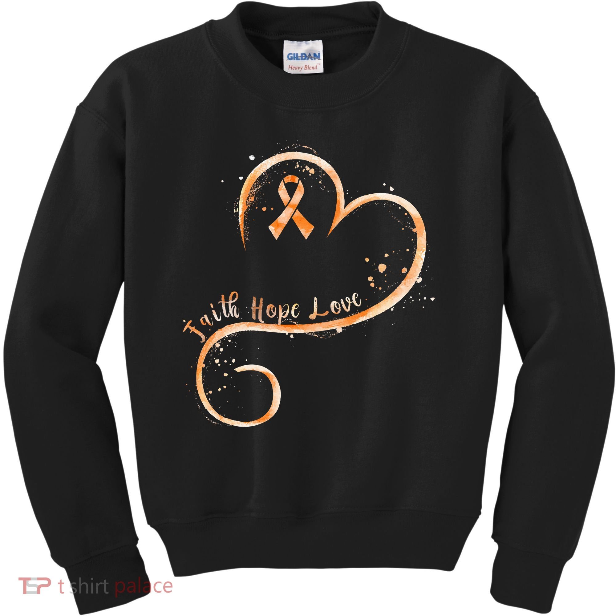 Faith Hope Love Orange Ribbon Leukemia Awareness Kids Sweatshirt