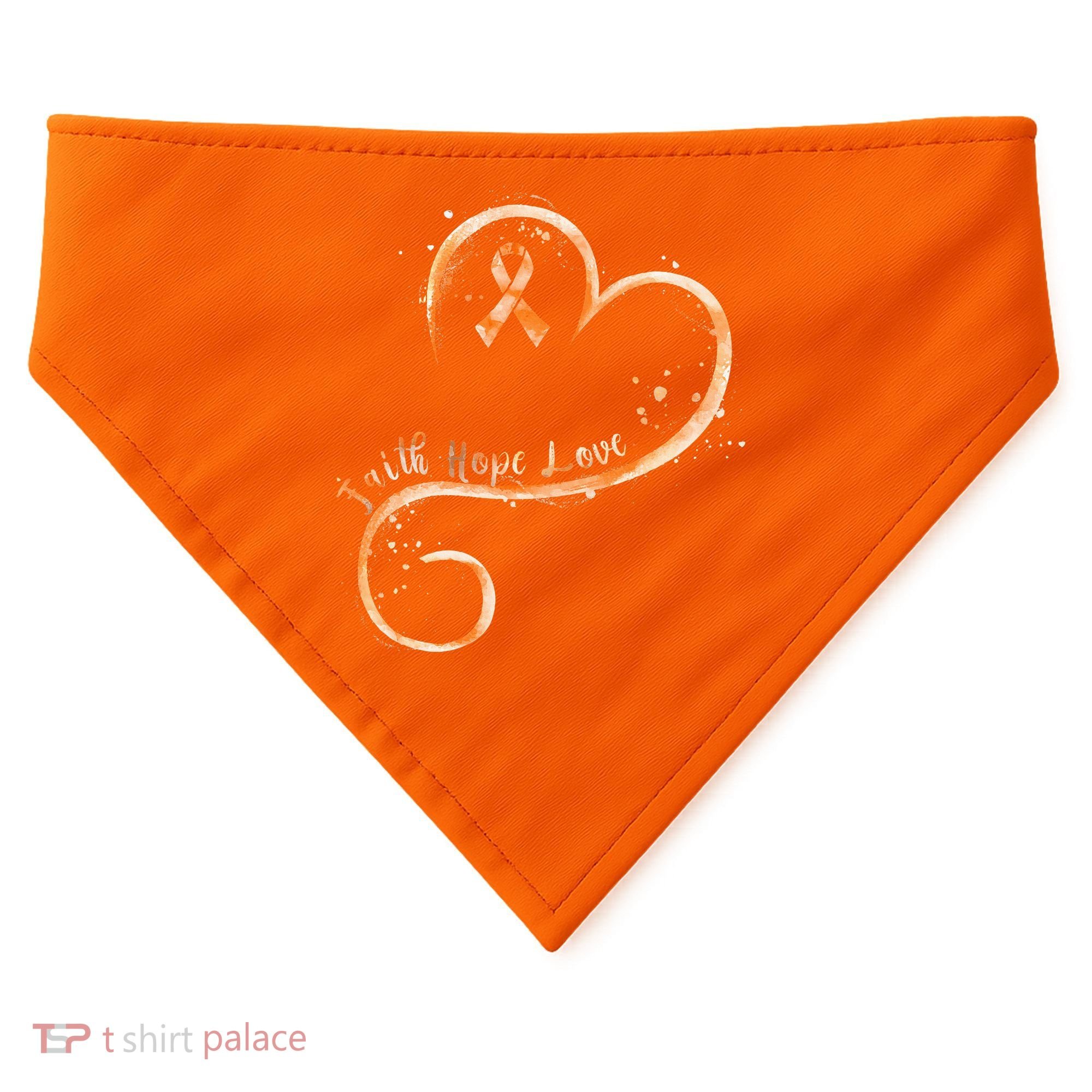 Faith Hope Love Orange Ribbon Leukemia Awareness USA-Made Doggie Bandana
