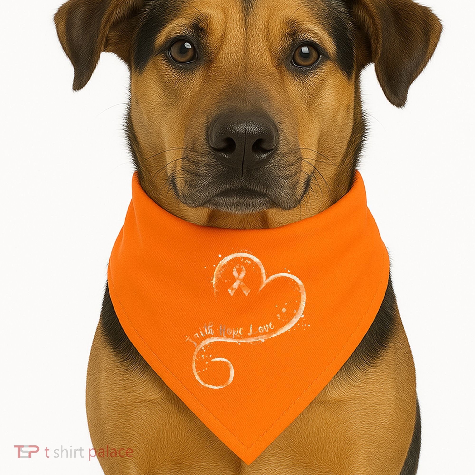 Faith Hope Love Orange Ribbon Leukemia Awareness USA-Made Doggie Bandana